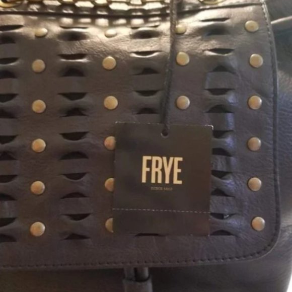 NEW Frye Jade Studded Leather Backpack ADJUSTABLE Chain/Leather Strap Black NWT main image 6